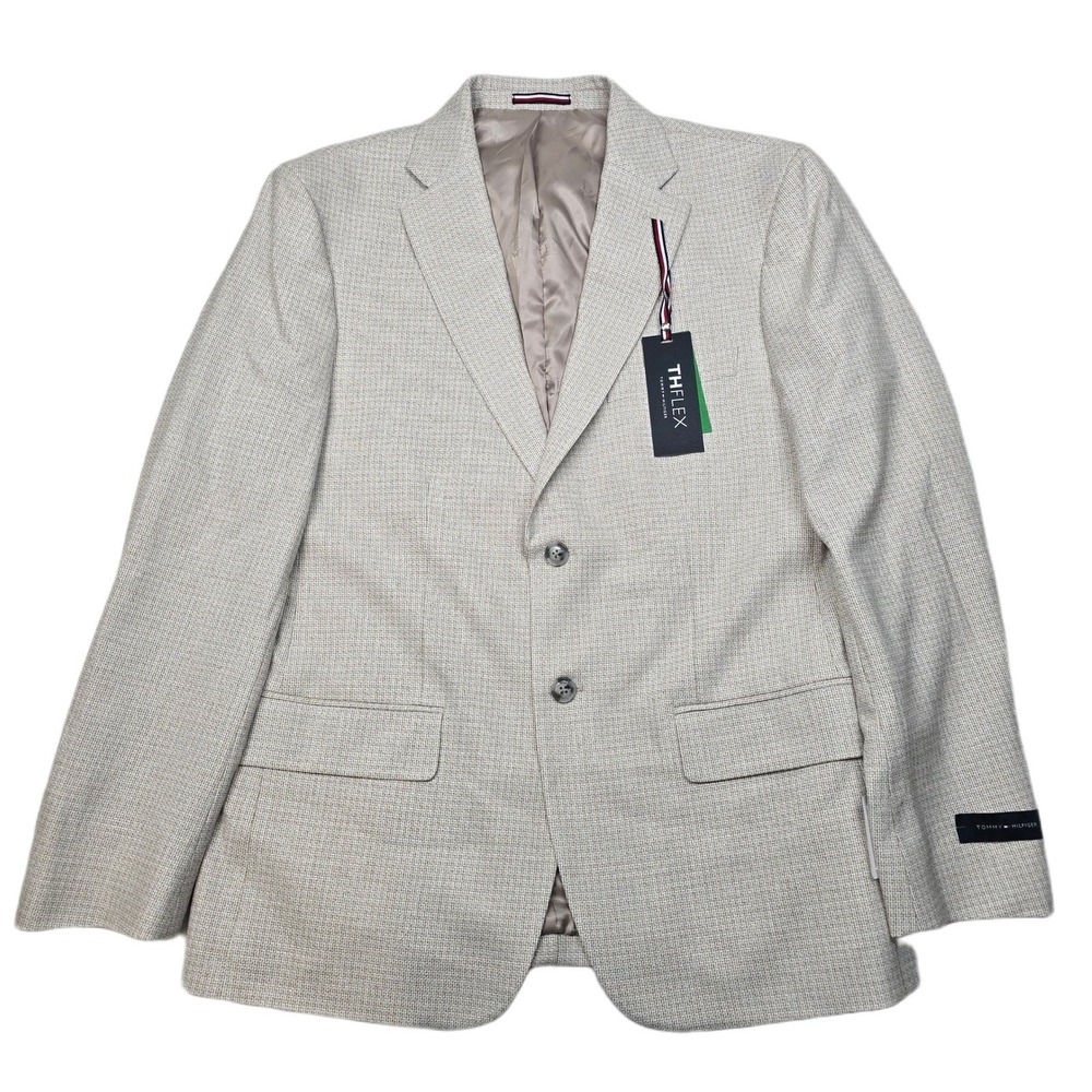 Tommy Hilfiger Conrad‎ Sport Coat Mens 40S White Tan Modern Fit Blazer $295 NEW